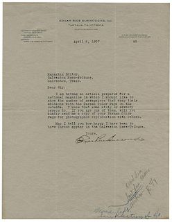 Burroughs, Edgar Rice. Typed Letter Signed.