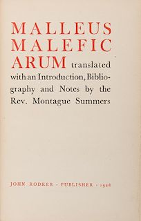 [Witchcraft] Summer, Montague (trans.) Malleus Maleficarum.