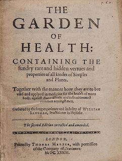 Langham, (William). The Garden of Health.