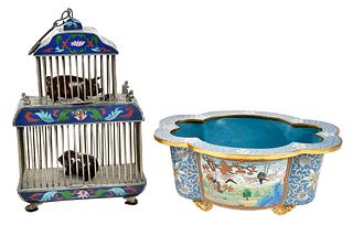 Two Chinese Cloisonne Table Objects