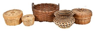 Group of Five Small Baskets 