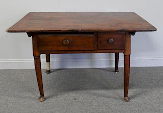 Antique Queen Anne 2 Drawer Table.