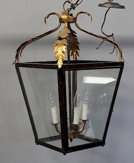 Vintage and Quality Gilt Decorated Metal Hurricane