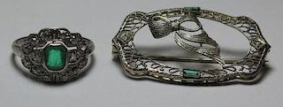 JEWELRY. Antique Emerald and Diamond Jewelry.