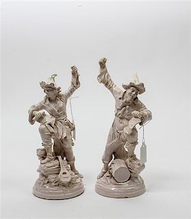 * Two French Soft Paste Porcelain Figures Height 10 3/4 inches.