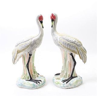 * A Pair of Italian Ceramic Models of Birds Height 15 1/2 inches.