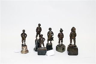A Group of Bronze Miniature Figures Height of tallest 7 inches.