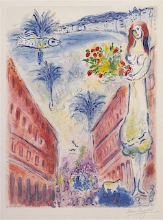 Marc Chagall, (French/Russian, 1887-1985), Avenue de la Victoire a Nice, 1967 (plate VI from Nice et la Cote dAzur)