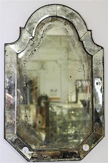 * A Venetian Glass Mirror Height 24 1/4 x width 15 3/4 inches.