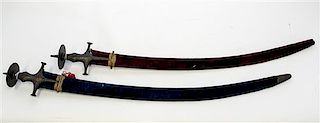 Two Indian Talwar Style Sabers Length of longer 38 1/2 inches.