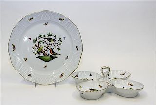 Two Herend Porcelain Serving Articles Diameter of first 13 1/2 inches.