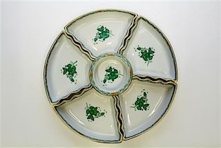 A Herend Porcelain Segmented Serving Set Diameter 14 1/4 inches.