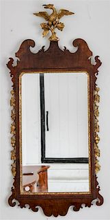 A Chippendale Style Mahogany and Giltwood Mirror Height of 41 inches.