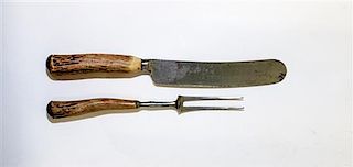 * A Set of Victorian Steel and Antler-Mounted Fruit Forks and Knives Length of knife 8 1/4 inches.