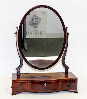 A Georgian Style Mahogany Dressing Mirror Height 24 1/2 inches.