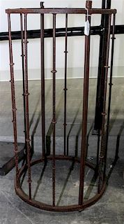 * A Wrought Iron Cylindrical Stand Height 29 1/8 inches.