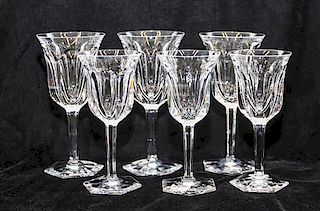 A Set of Baccarat Glasses Height of taller 8 1/8 inches.