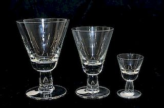 A Glass Teardrop Stemware Service Height of first 5 3/4 inches.
