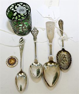 * A Group of Three Silver and Silver-Plate Souvenir Articles Length of longest spoon 7 inches.