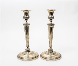 * A Pair of Continental Silver Candlesticks, Probably French,