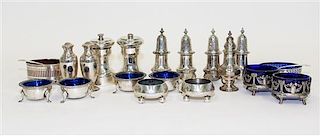 * A Collection of Silver Casters and Salt Cellars, English & American, Various Makers,