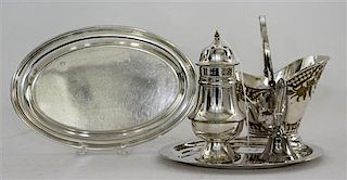 A Collection of American Silver and Silver-Plate Articles, Various Makers, comprising a Mueck Carey & Co. silver tray and a W