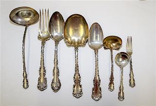 An American Silver Partial Flatware Service, Whiting Mfg. Co., New York, NY, Louis XV pattern, comprising: 6 bouillon spoons 