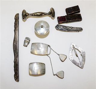 A Collection of American Silver Objects, various makers, comprising an International Sterling two-piece dresser set, two silv