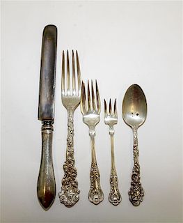 A Collection of American Silver Flatware, various makers, comprising six dinner knives, six Gorham Mfg. Co., 'Versailles' pat