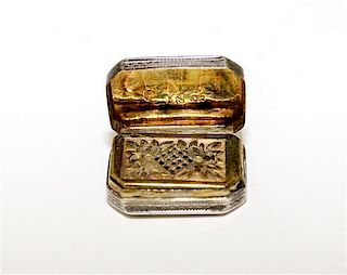 A George III Silver Vinaigrette, John Shaw, Birmingham, 1808, of rectangular form with canted corners, the lid and underside 