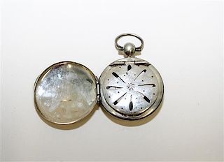 A Continental Silver Vinaigrette, Likely German, makers mark 'IH', of locket form.