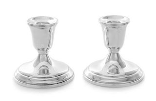 A Pair of American Silver Candlesticks, Towle Silversmiths, North Attleboro, MA, weighted.