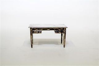 An American Silver Miniature Desk, International Silver Co., Meriden, CT, having a rectangular top over one long drawer and f