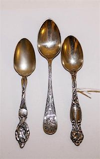 * A Group of Three Silver Souvenir Spoons, Various Makers, of "Native American" interest.