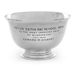 An American Silver Revere Bowl, Tiffany & Co., New York, NY, the body with a presentation inscription.