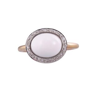 Mimi Milano 18k Gold Diamond White Agate Ring