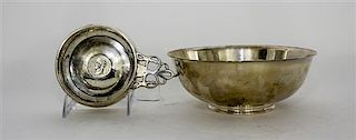 Two American Silver Table Articles, Various Makers, comprising a McAuliffe & Hadley, Boston, MA porringer with open work hand