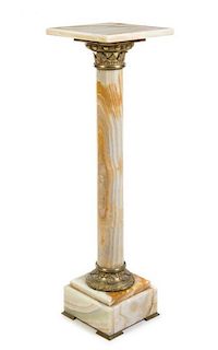 A Continental Bronze and Onyx Column Height 43 3/4 inches.