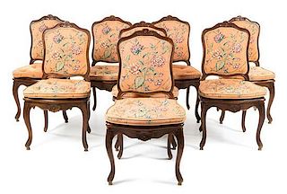 * A Group of Eight Louis XV Style Dining Chairs Height 38 inches.