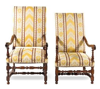 * A Pair of Henry II Style Armchairs Height 47 3/4 inches.