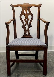 * A Chippendale Style Mahogany Armchair Height 36 x width 22 1/4 x depth 16 1/2 inches.
