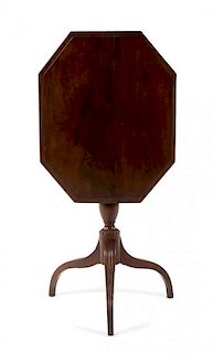 * A Late George III Mahogany Tilt-Top Jardiniere Stand Height 29 3/4 x width 26 1/2 x depth 20 3/4 inches.