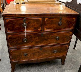 A Georgian Style Mahogany Chest of Drawers Height 36 x width 36 x depth 18 1/4 inches.