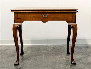 An English Mahogany Flip-Top Game Table Height 28 1/2 x width 32 x depth 15 1/4 inches.