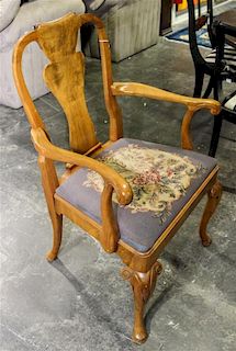 A Set of Eight Queen Anne Dining Chairs Height 39 1/2 inches.