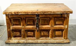 A Lidded Pine Chest Height 16 x width 31 x depth 19 inches.