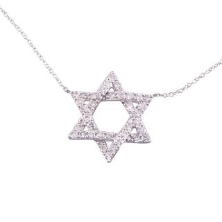 14k Gold Diamond Star of David Pendant Necklace