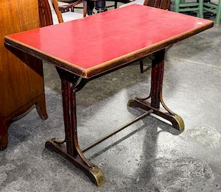 A French Cafe Table Height 29 x width 39 1/4 x depth 24 inches.
