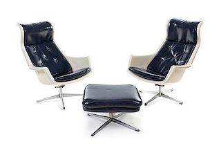 Alf Svensson and Yngve Sandstrom, DUX, 1970s, a pair of Galaxy chairs, with one ottoman