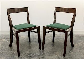 A Pair of David Edward Walnut Side Chairs Height 30 inches.